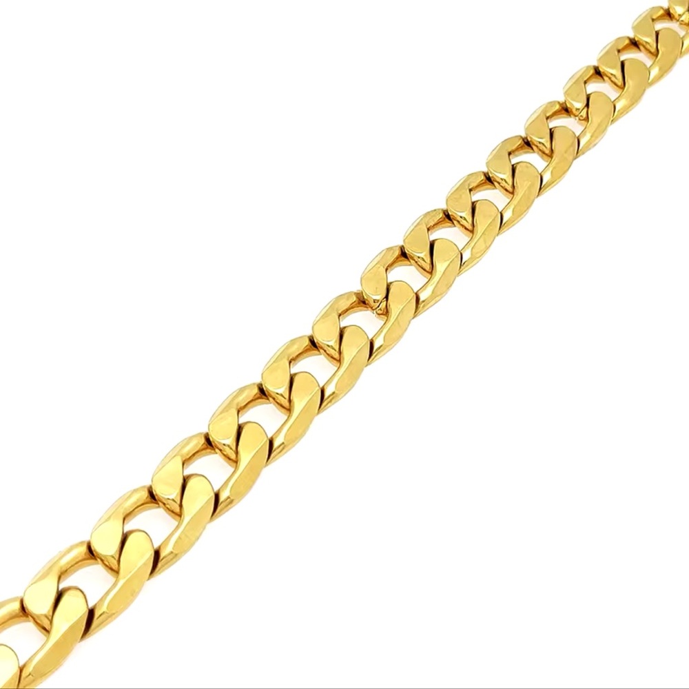 Gold Plated Cuban Link Chain Bracelet for Men Hip Hop Heavy Duty Stainless Steel - Picture 3 of 5